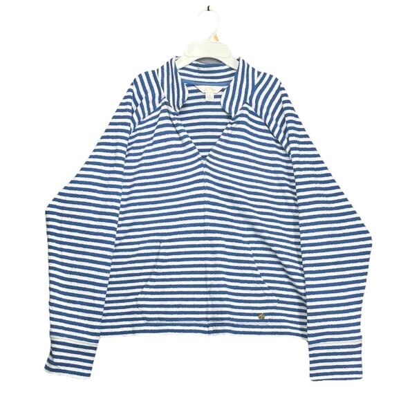 Lilly Pulitzer Cassi Popover Cane Blue Tropez Stripe Long Sleeve Sz XL Terry - Picture 2 of 12